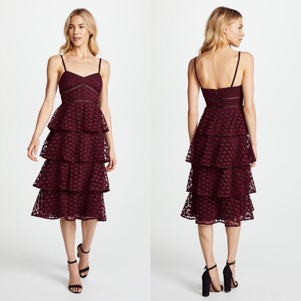 Club Monaco Becaw Lace Star Print Tiered Midi Dress